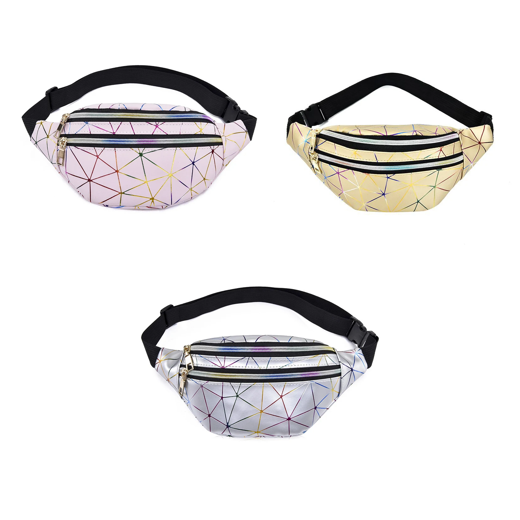 

Customizable holographic Women Fashion waist bags custom fanny pack designers fanny pack waist bag, Silver, black, pink, golden, blue, white