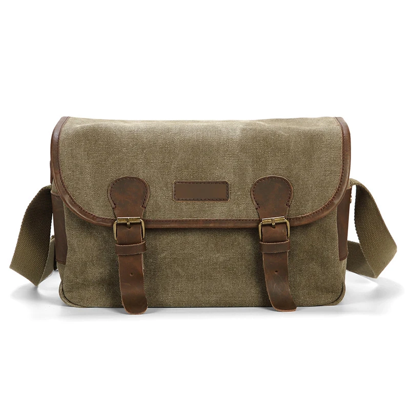 

MB037 Summer portable camera bag Canvas outdoor photography digital small camera bag Genuine Leather Shoulder diagonal bags 2021, Khaki