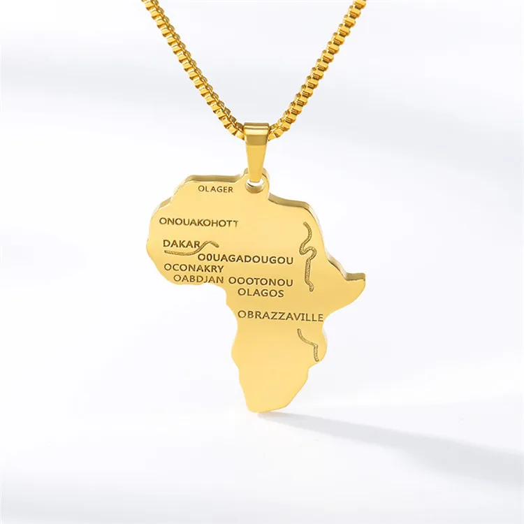 

Amazon wish hot sale gold plated Africa map Hip hop hip hop necklace item jewelry, Picture shows