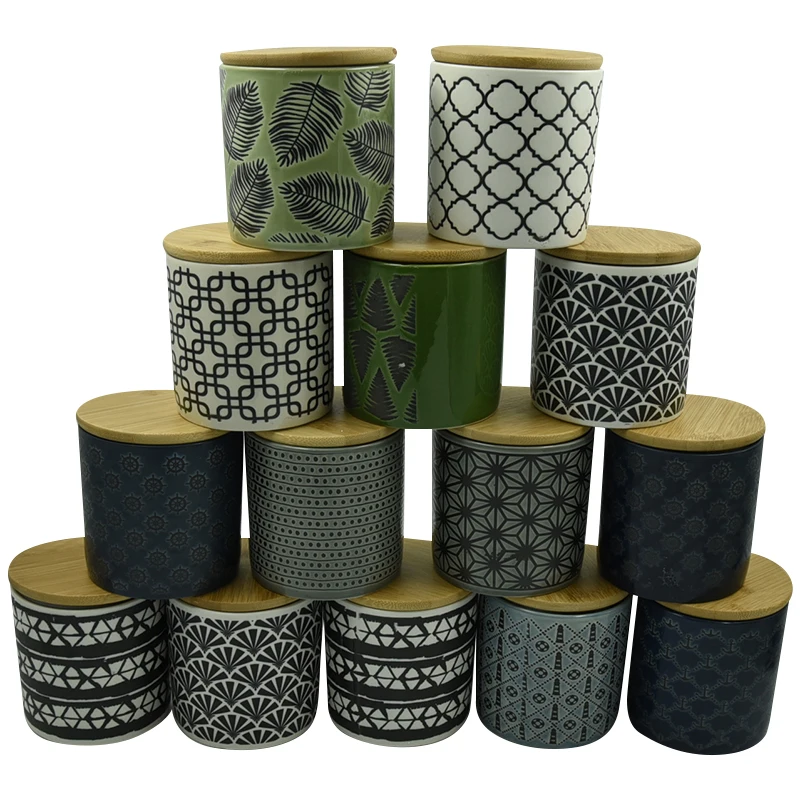 

BCSI Audit Factory Directly Sublimation Creative Design storage container kitchen ceramic storage jar with bamboo lid