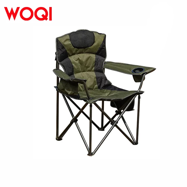 WOQI Portable Folding Lounge Beach Chair with Drink Holder Armrest Built-in Insulated Cooler Easy Cleaning Ventilation Features