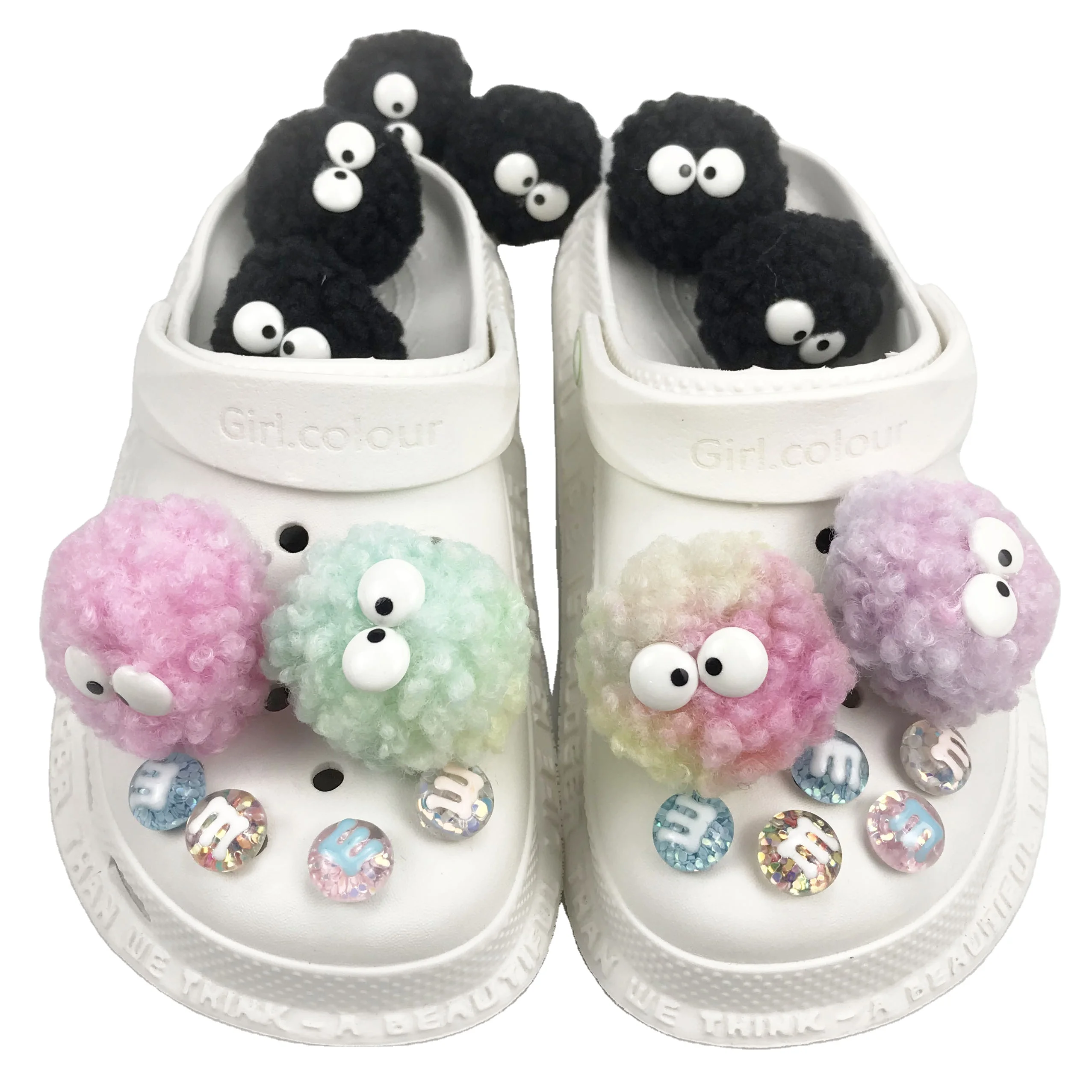 

Cute eye plush ball charm shoes charm decorative accessories croc shoes