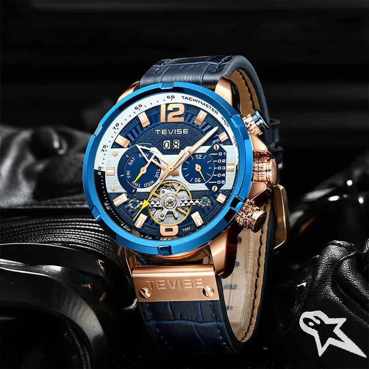 

Hot Sale China Factory Male Wholesale Watches Custom Logo Self-wind Genuine Leather Men Watch Mechanical, Optional
