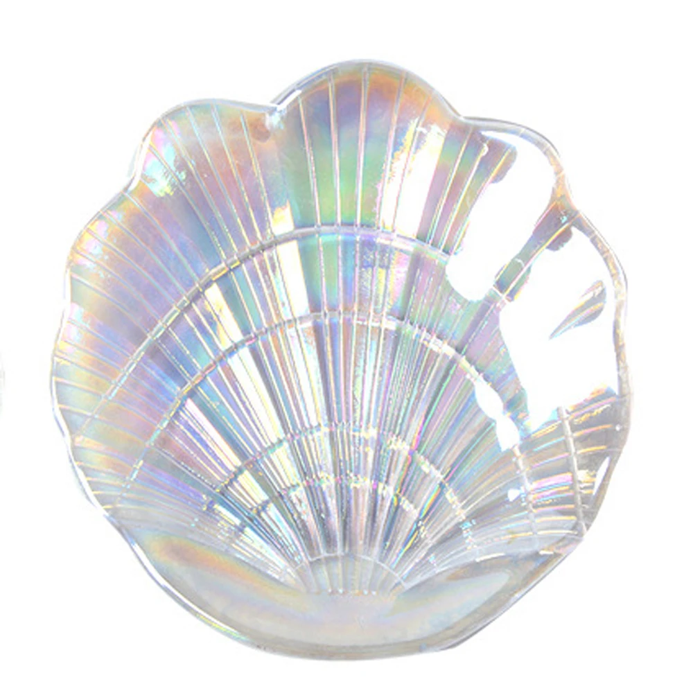 

Iridescent Decor Tray Shell Plate Colorful Shell Shaped Charger Plates Shell Plate