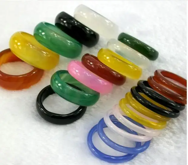 

Natural Brazilian agate ring jade ring lovers men and women jewelry crystal jewelry multi - color wholesale