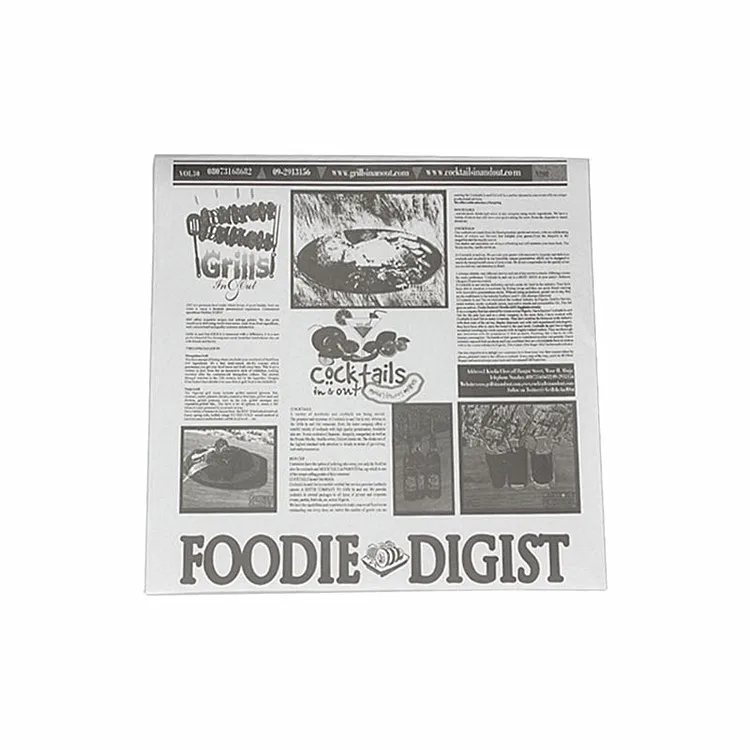 
Newspaper style paper liner greaseproof 
