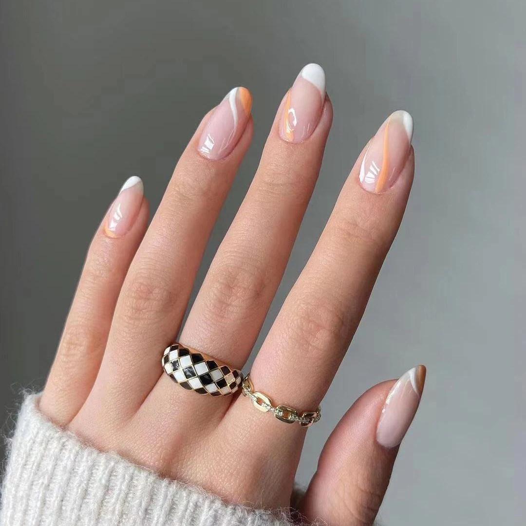

Artificial Fingernails Style False Nail Tips French C Curve Press on Nails Stripe 2022 Wholesale 24pcs/box Design Reusable