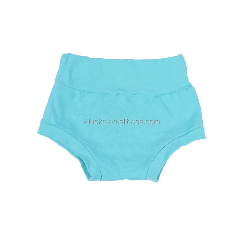 

Hot Sale Wholesale High Waist Ribbed Bloomers Infant Baby Cotton Blue Bummies, Picture