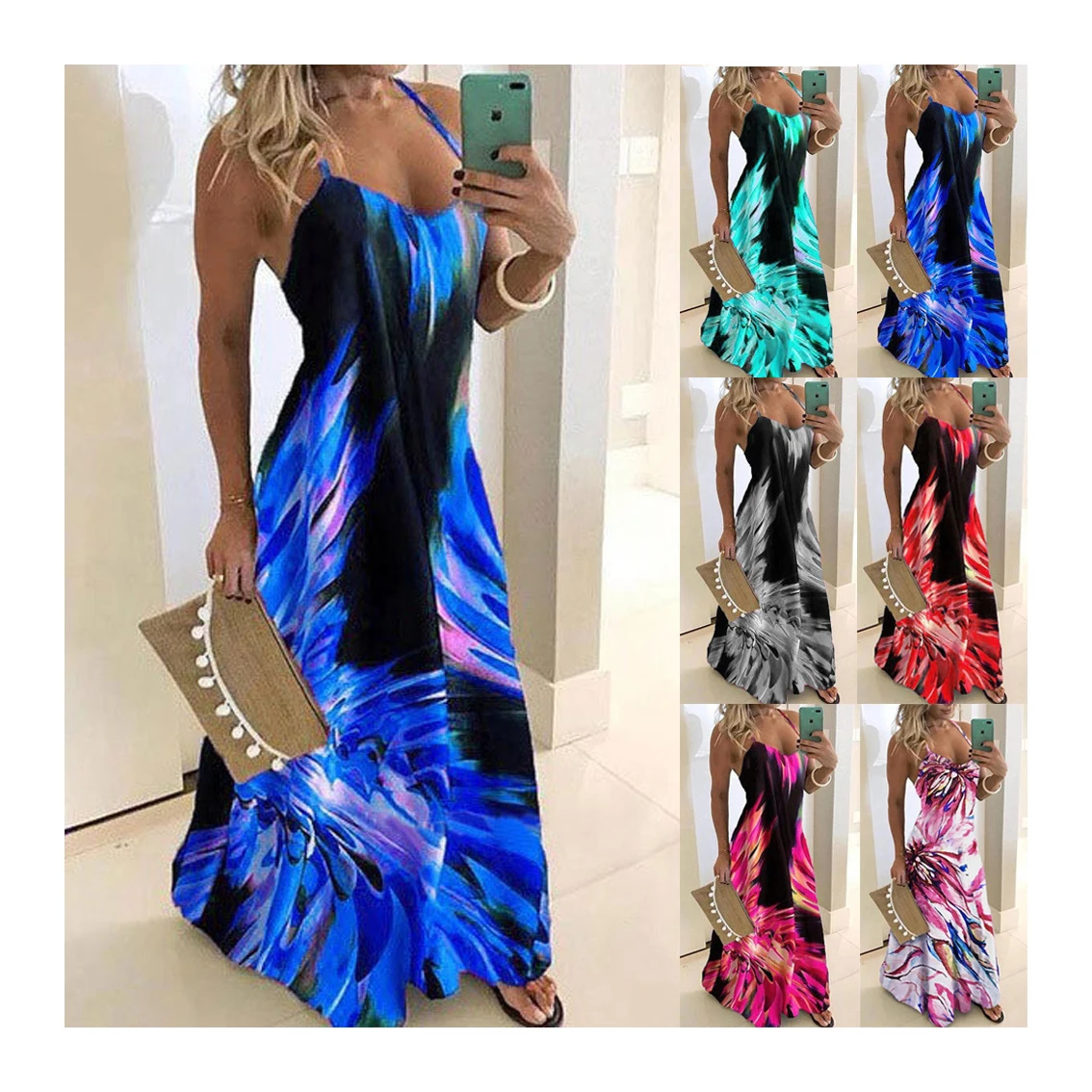 

Fvshion Low Moq Ropa Mujer Vestidos Casual Longos Top Women Print Casual Dress Summer Clothes Ladies Vetement Plus Size Dress