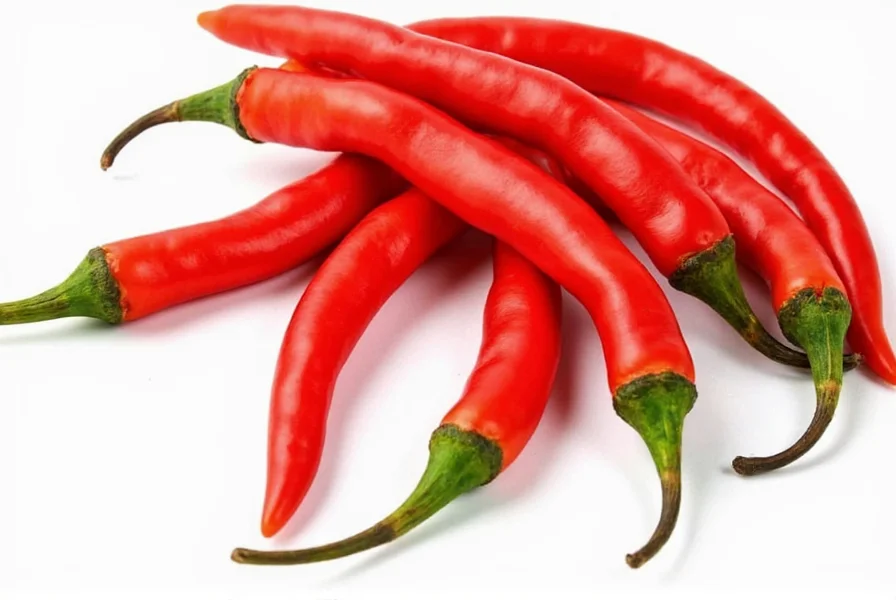 Various forms of cayenne pepper including fresh peppers, dried flakes, powder, and capsule supplements arranged on a kitchen counter