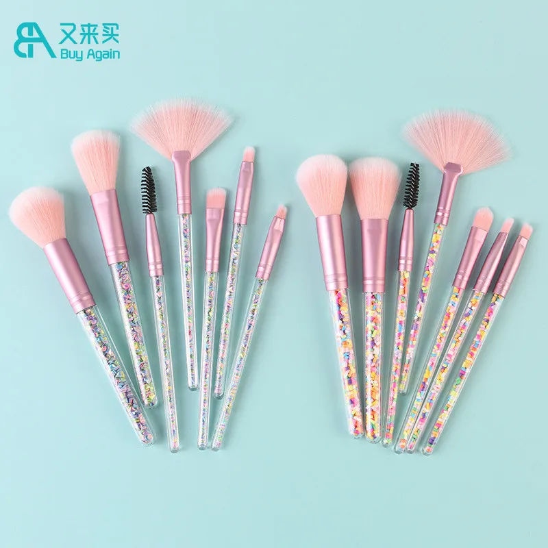 

Buy Again pincel de maquiag 2021 ice cream candy glitter cute private label powder custom face brush makeup with bag