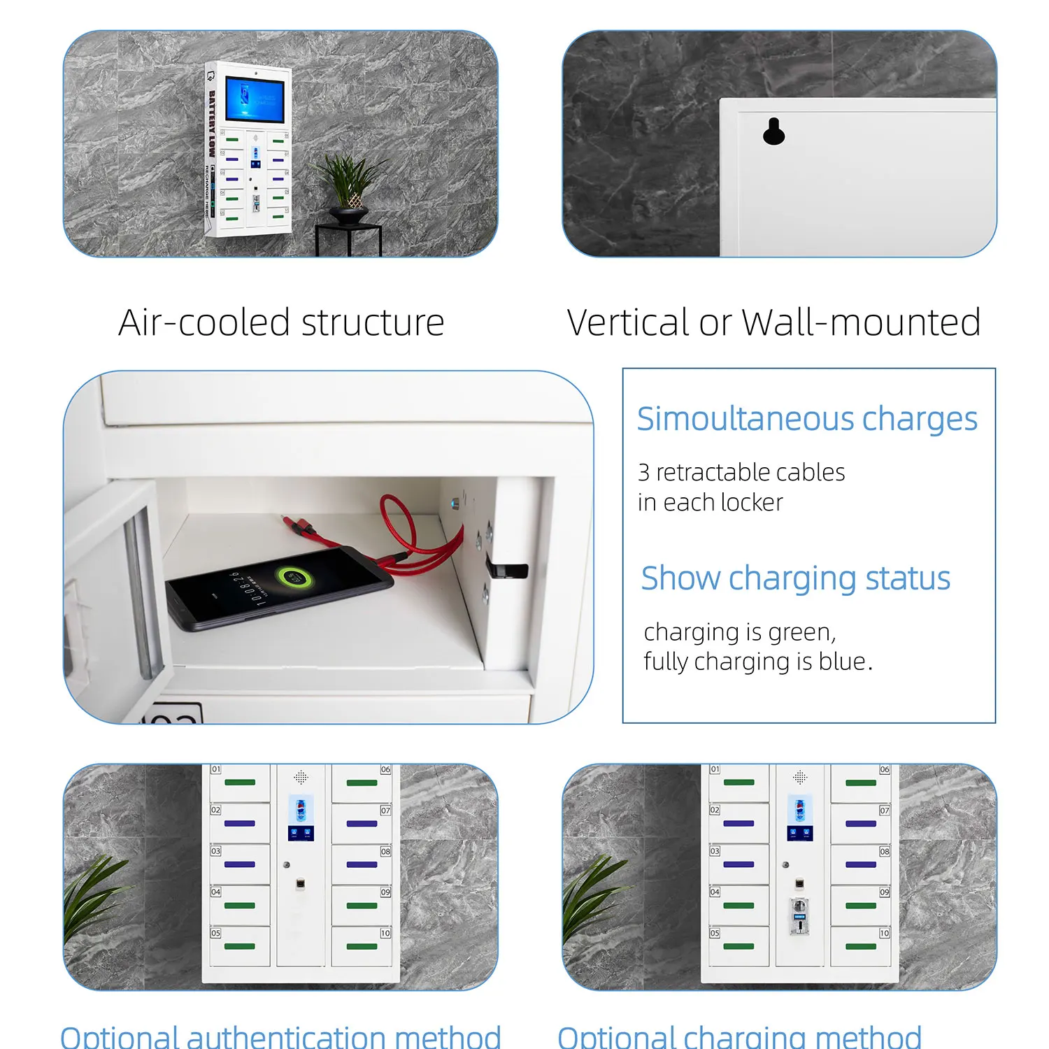 Advertising Display Fast Charging Charging Station For Phone With 3 in 1 Charging Cable