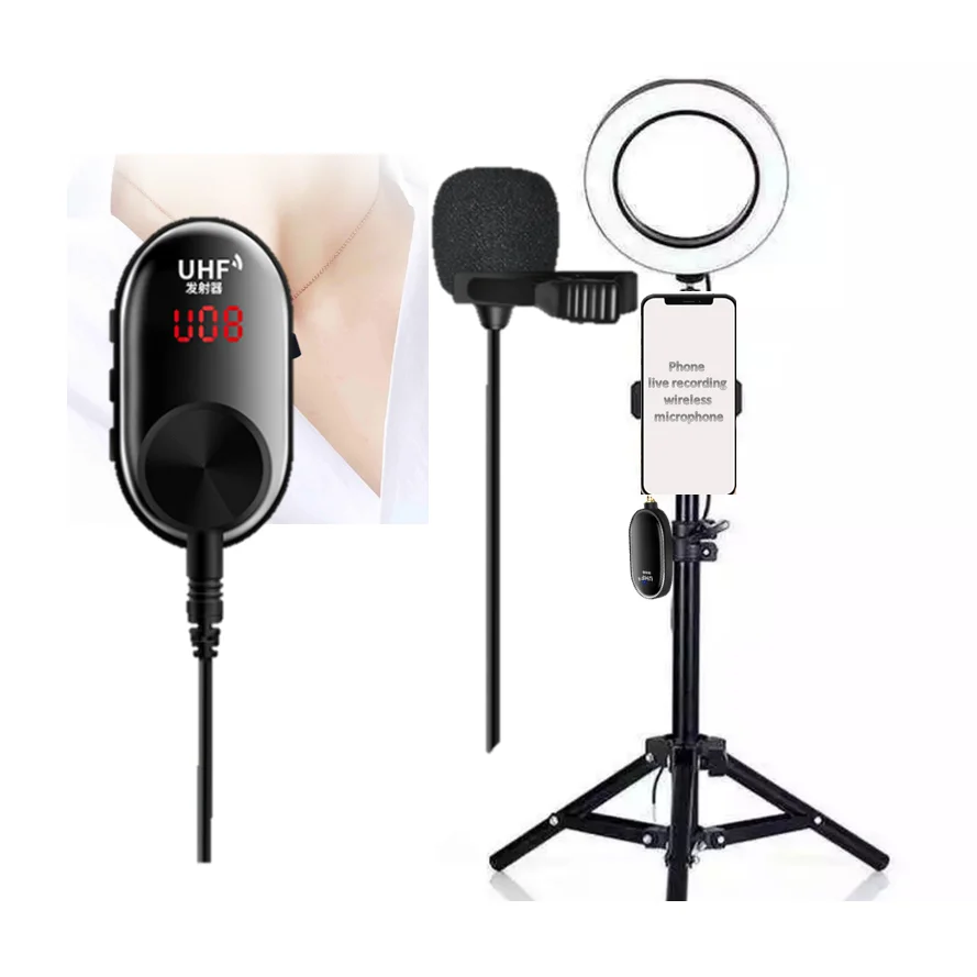 

3 in1 UHF wireless microphone for teachers phone recording MIC for camera