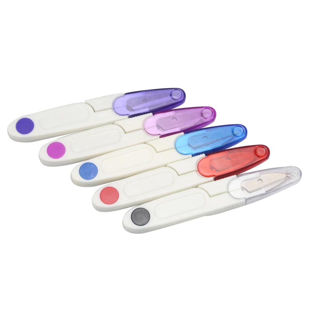 

U Shape Embroidery Cross-Stitch Craft Thread Clippers Scissors Nippers With Safety Cover, Pink/blue/purple/red/black