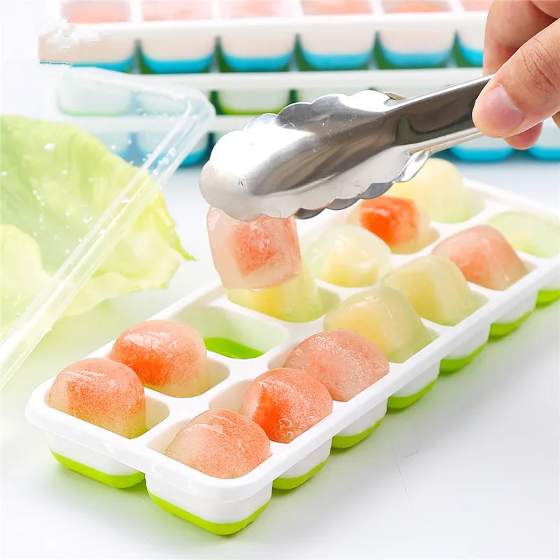 

1562 Creative silicone ice tray mold box food grade baby food supplement box DIY, Photo color