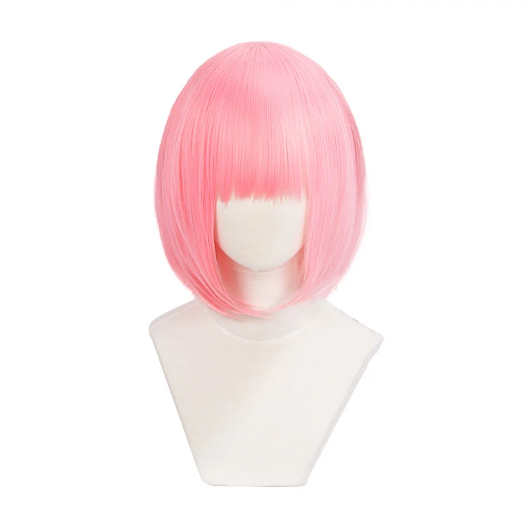 

Pink Straight Wavy Short Bob Synthetic Hair Anime Comic Exhibition Cosplay Hair COS Ombre Wigs Sweet Female, Pic showed