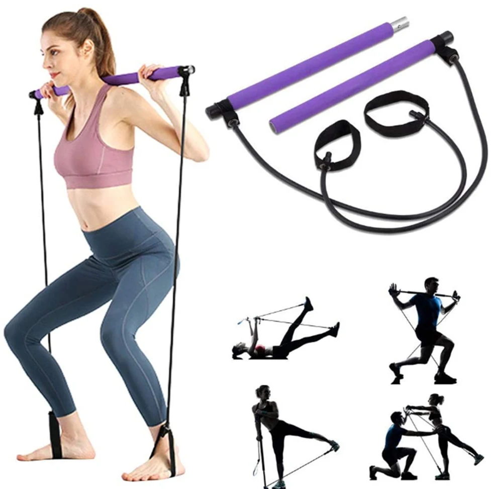 

Wholesale Yoga Pilates Indoor Fitness Exercise Bar With Resistance Rope Pilates Resistance Bar