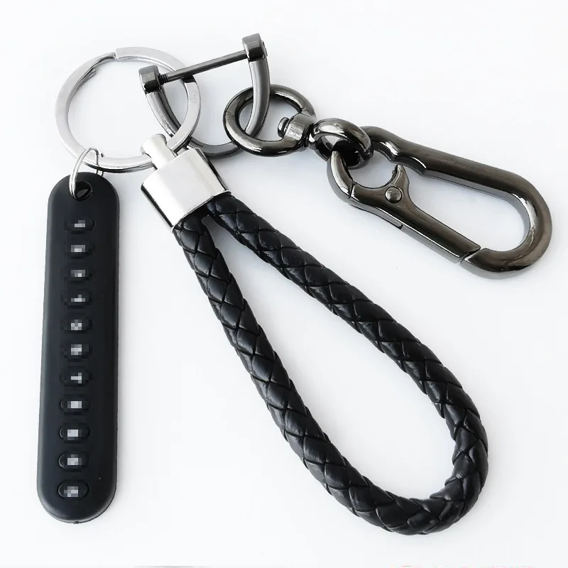 

Car Pu Leather Keychain Anti-lost Keychain DIY Mobile Phone Number Car Keychain