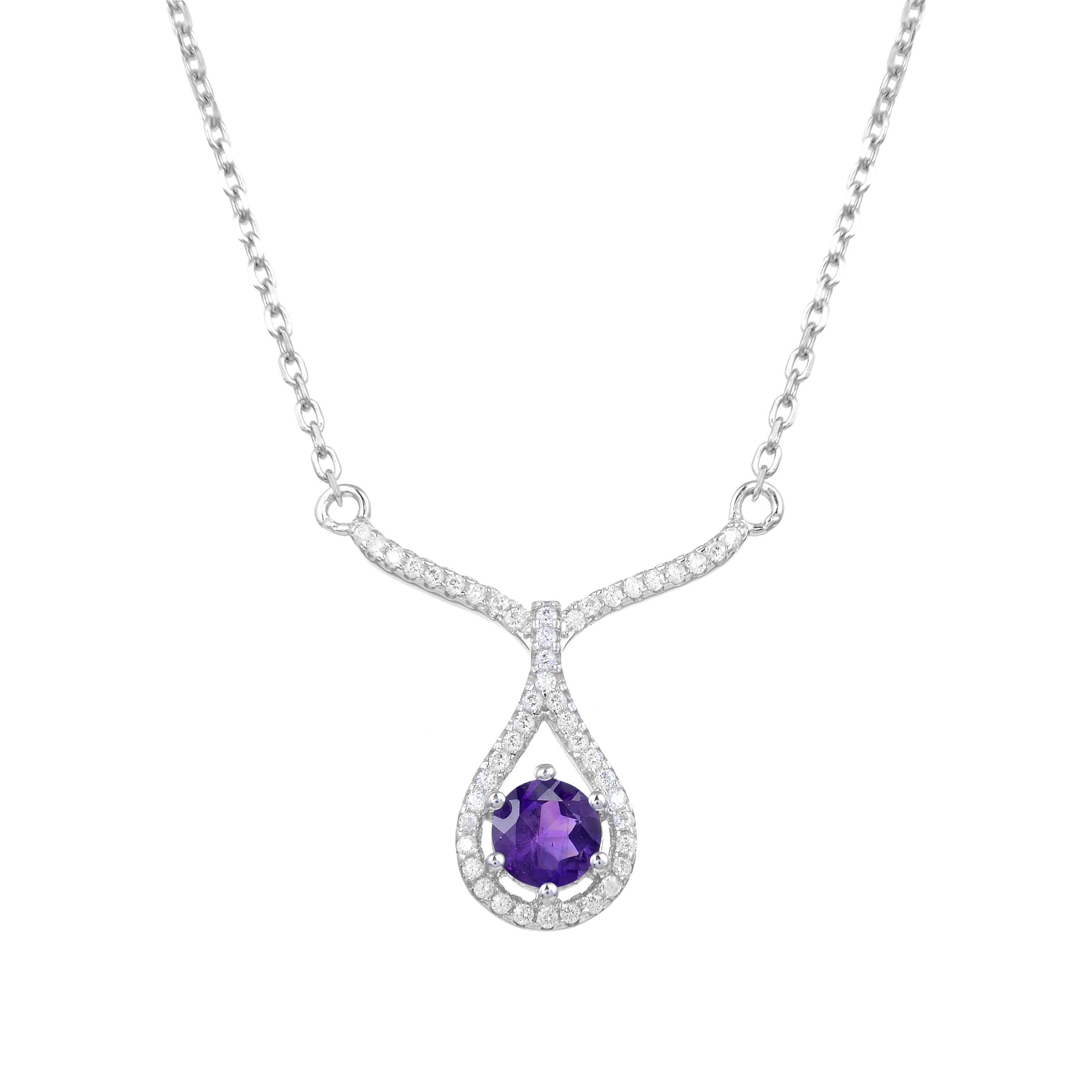 

Abiding Custom Natural Amethyst Gemstone 925 Sterling Silver Y-Necklace Water Drop Charm Necklace Women Necklace Jewelry