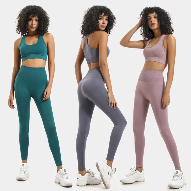 

Wholesale Woman Quantity Spandex Style Gym Sportswear Fitness Yoga Seamless Set Time Lead Pattern Wear, Customized colors