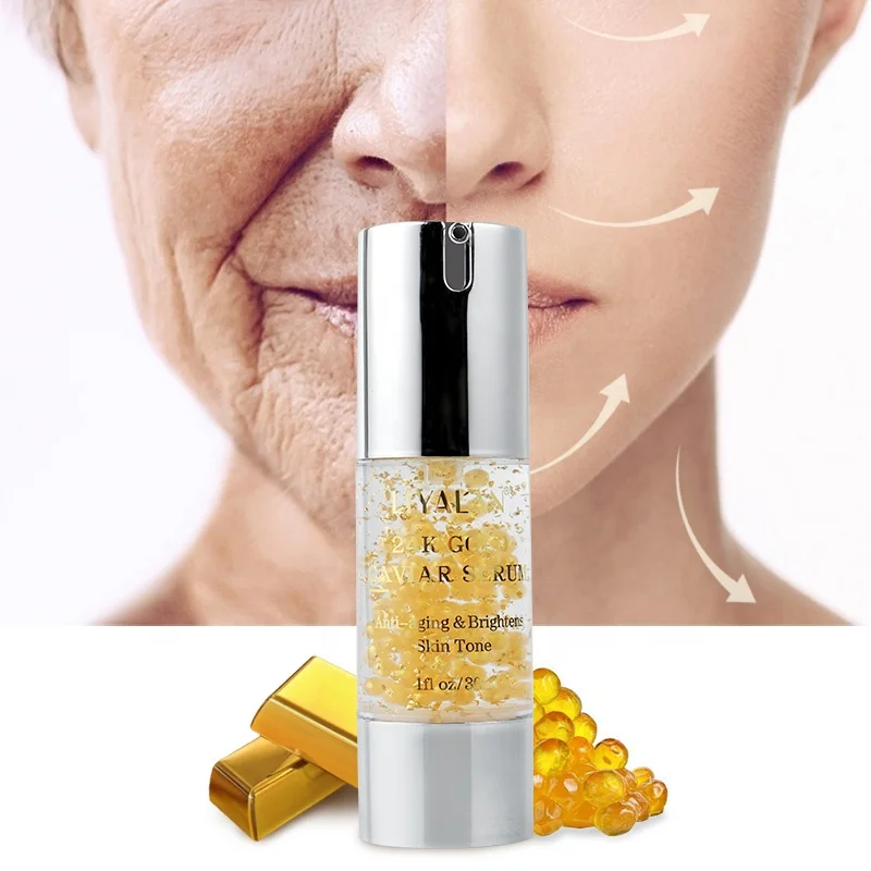 

Wholesale OEM Korea Skin Care Facial Anti Wrinkle Vitamin E Nicotinamide Anti Aging 24k Gold Caviar Face Serum