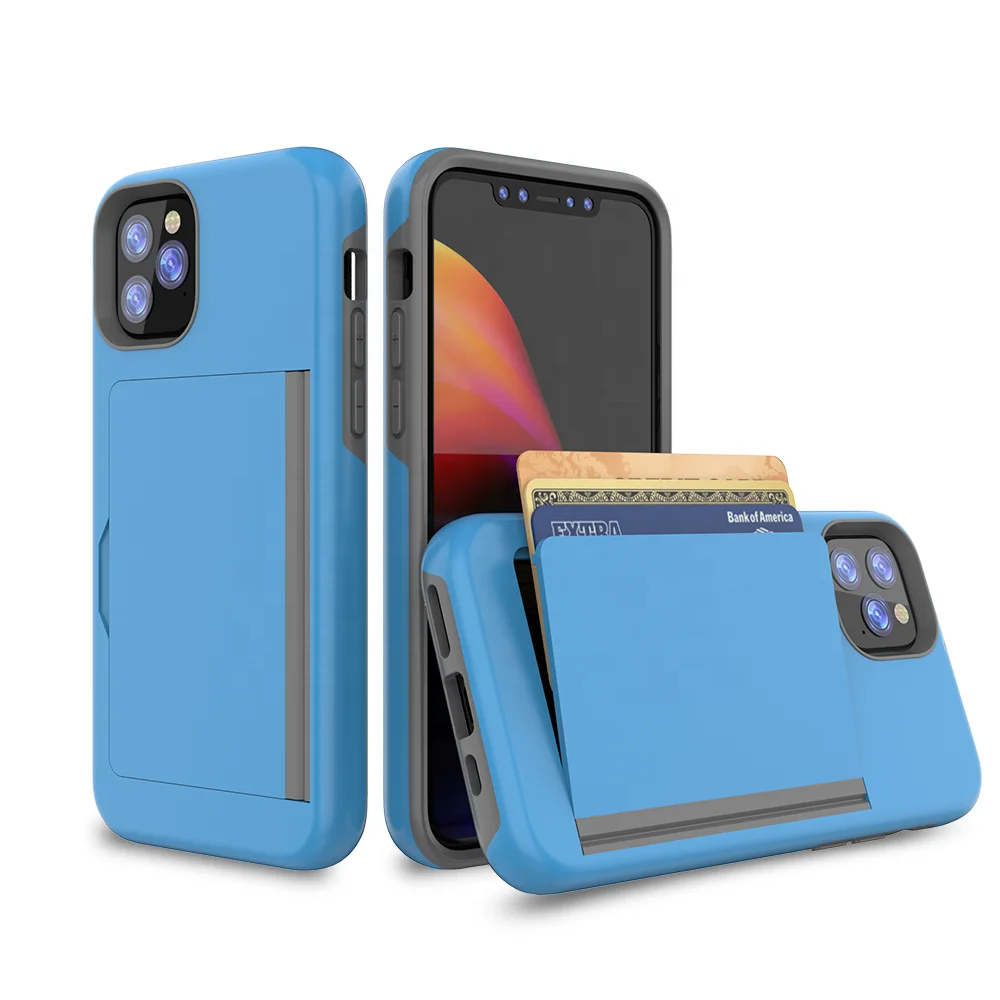 

3 in 1 Credit Card Holder Slot Smartphone Cell Phone Covers For iPhone 11 Skin Case, Multi-color, can be customized