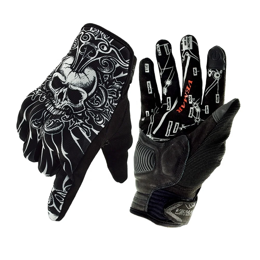 

VEMAR Riding Gloves Summer Motorcycle Mountain Bike Locomotive Off-road Breathable Wear-resistant Protection Touch Screen Gloves, Black blue