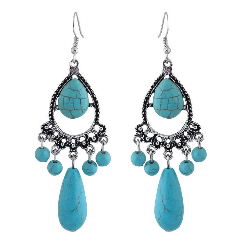 

Wholesale Bohemian Vintage Dangle long tassel Earrings for women, Blue