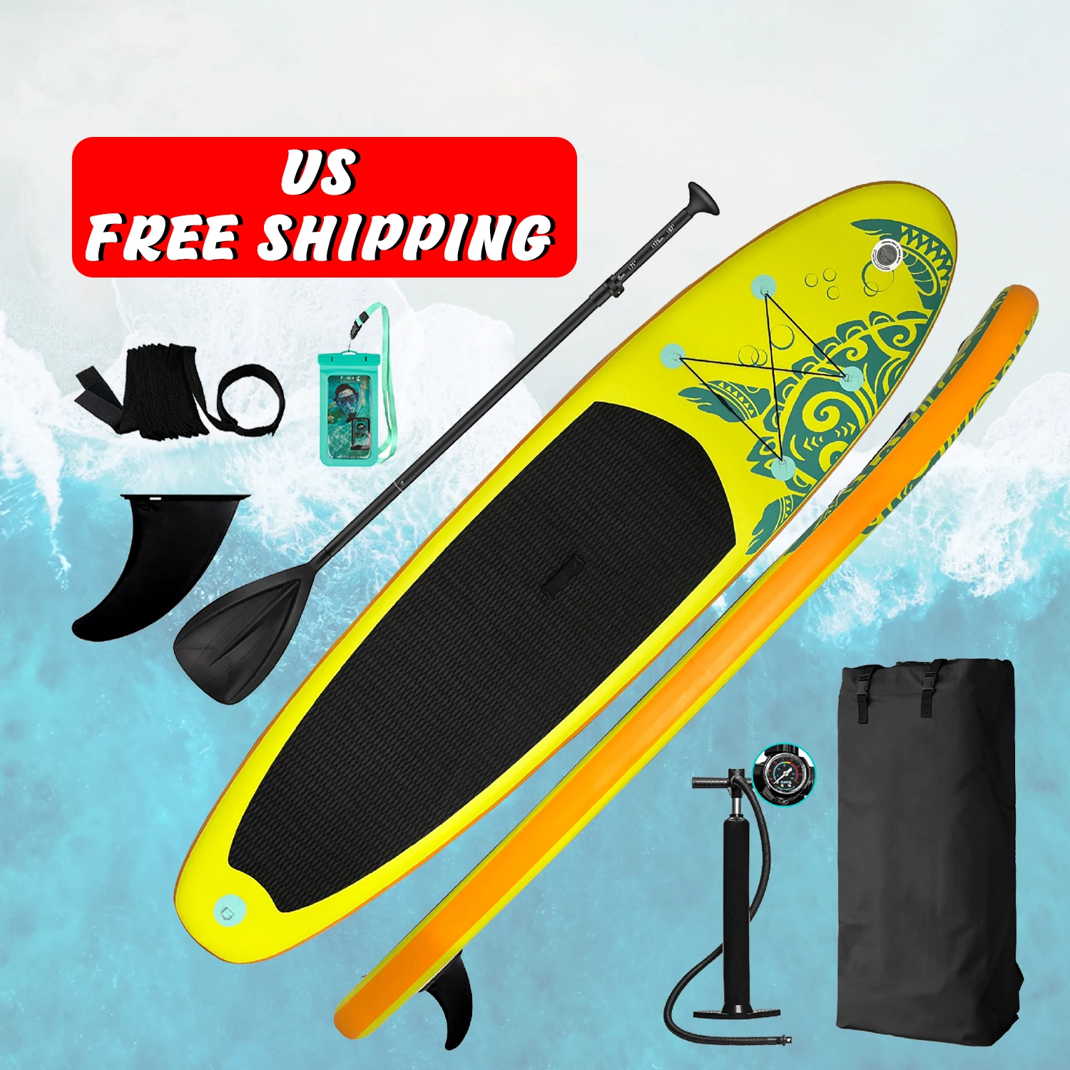 

US Free Shipping Dropshipping water sports 350cm surfingboard portable surfboard sup men sup yoga sup board paddle board