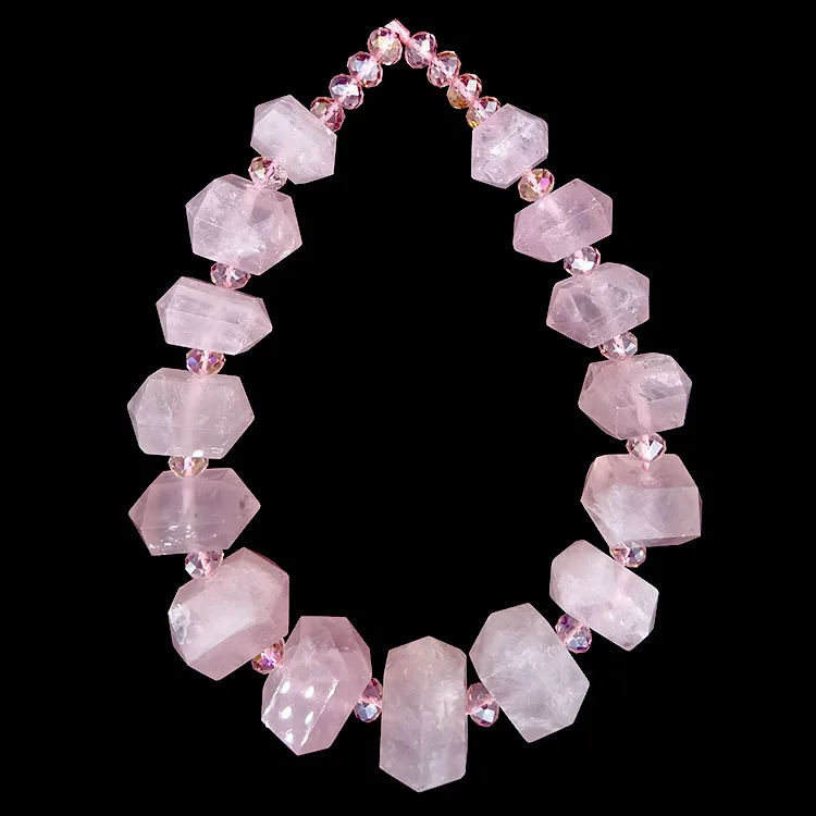 

Wholesale Natural Crystal Rose Pink Quartz Stone Diamond Painting Tower Chain DIY Jewelry