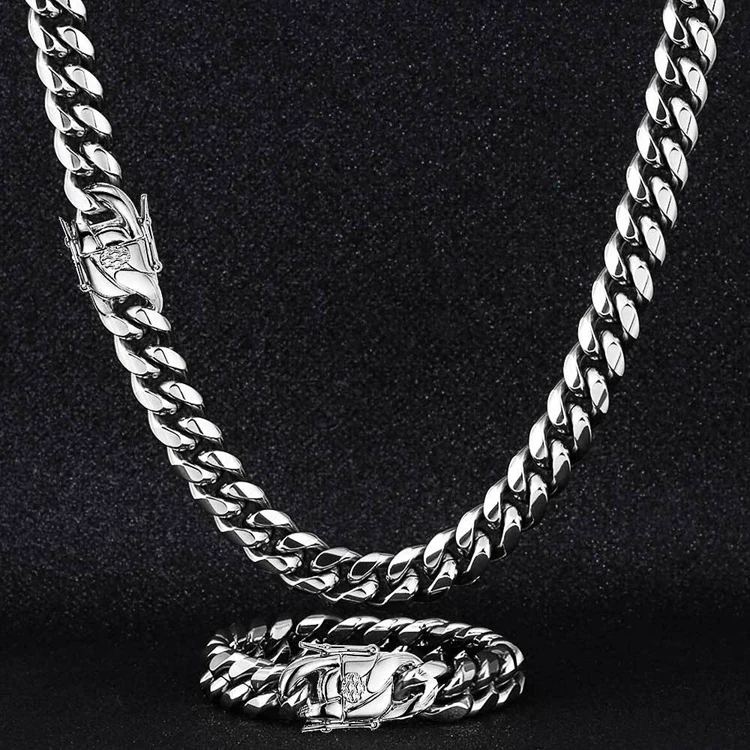 

GZYS JEWELRY High Quality 6 8 10 12 14 mm Faucet Buckle 316l Stainless Steel Jewelry Necklace Chain White Gold