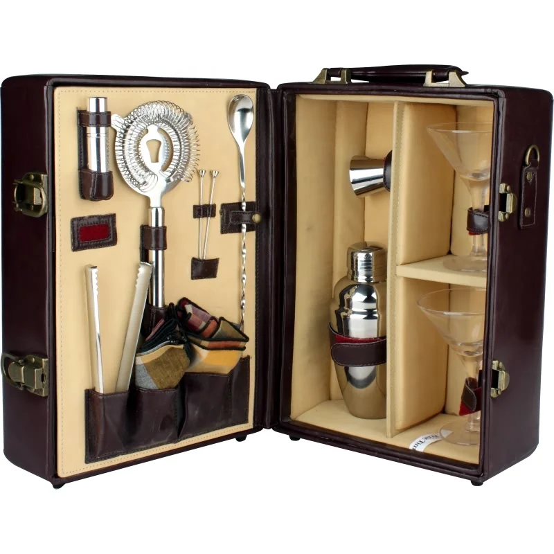 wooden box stainless steel wine accessories cocktail bar set for bar