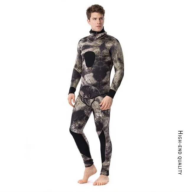 
5MM Two Piece Warm Camouflage Surfing Wetsuits Long Sleeve Unisex Adults Diving Wetsuits 