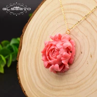 

GLSEEVO Original Design 925 Sterling Silver Coral Flower Pendant Necklace For Women Party Fine Jewelry Customizable GN0072