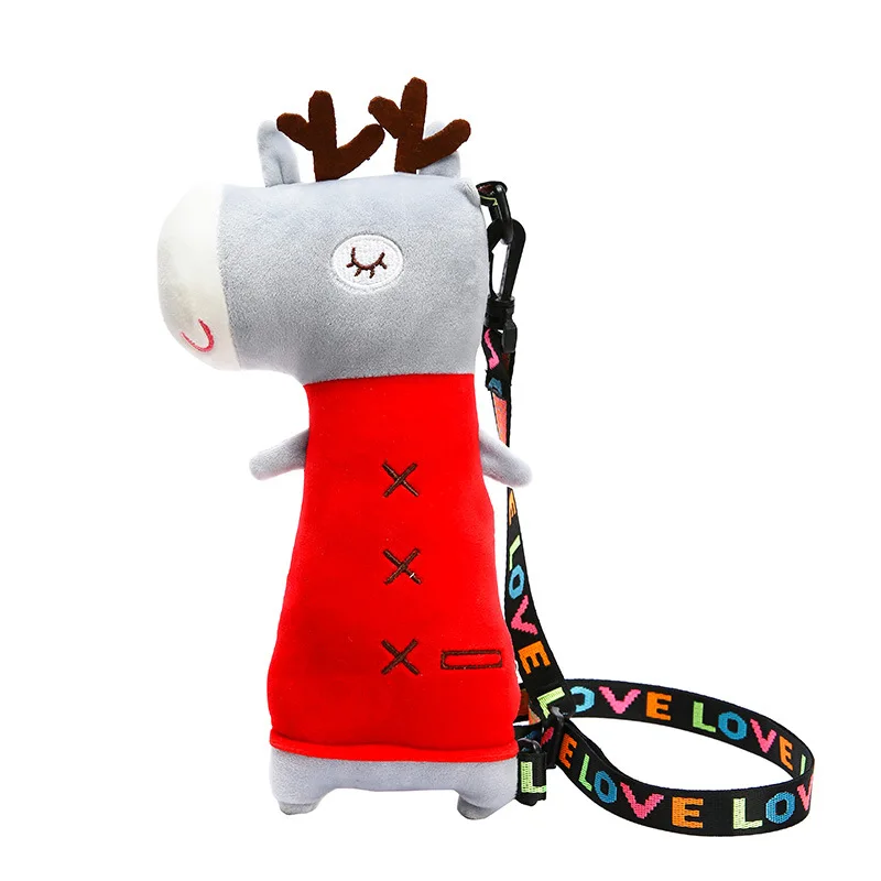 

New plush bag elk backpack ladies change one-shoulder zipper opening storage pouch Christmas gift grab machine doll