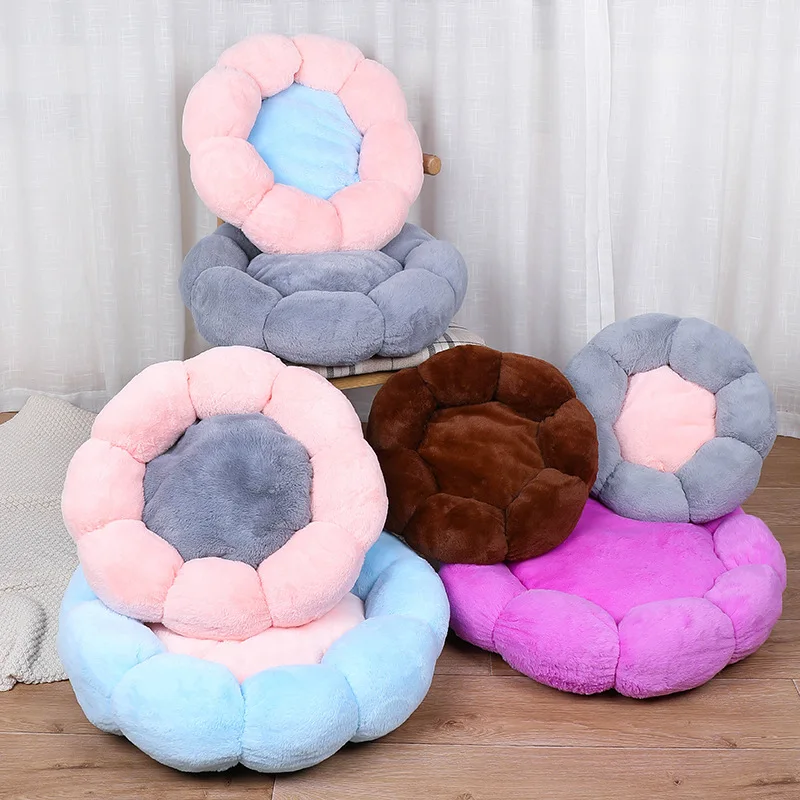 

Super Soft Fancy Flower Shape Warm Round Pet Beds Cat Dog Cute Sleeping Cushion Winter Mat Large Small Pets Bed Sofa, Multiple colour
