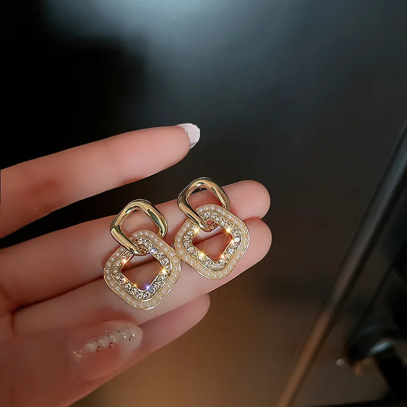 

fashion trendy wholesale crystal square zircon earrings