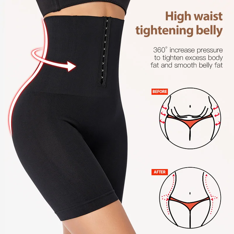 

High waist abdomen female postpartum waist butt lifter buttock tight pants adjustable breasting large size body shaper panties, Black,beige