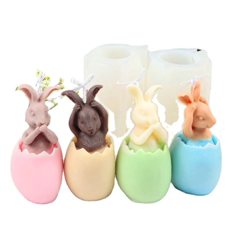 

Z0047 New Diy Easter bunny decorations 3D eggshell bunny scented candle silicone molds