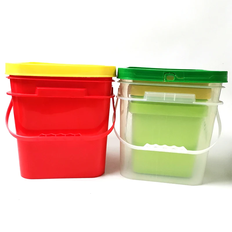 

20 Liter square plastic bucket pail with lid, Transparent or color as per demand