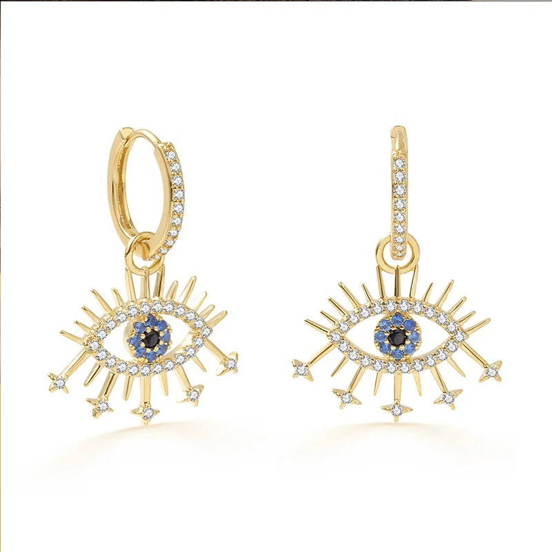 

Dainty tassel hip hop statement vintage womens Gold evil eye Earrings