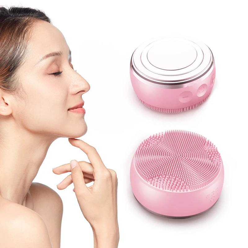 

2 In 1 Sonic Facial Cleansing Brush EMS LED Photon Therapy Hot Compress Face Brush Massager Silicone Waterproof Beauty Device