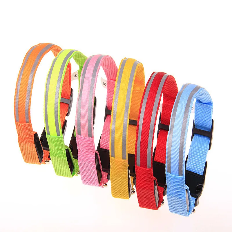 

Nylon Led Pet Dog Luminous Collar Led pet dog collar Pet safe battery dog collar