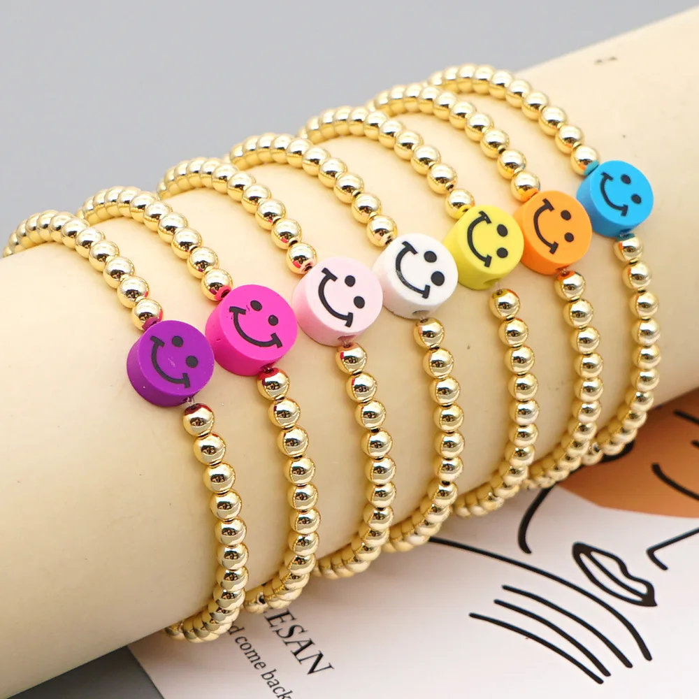 

Bohemian Beach Cute Smiley Gold Beads Bracelet for Women and Girls