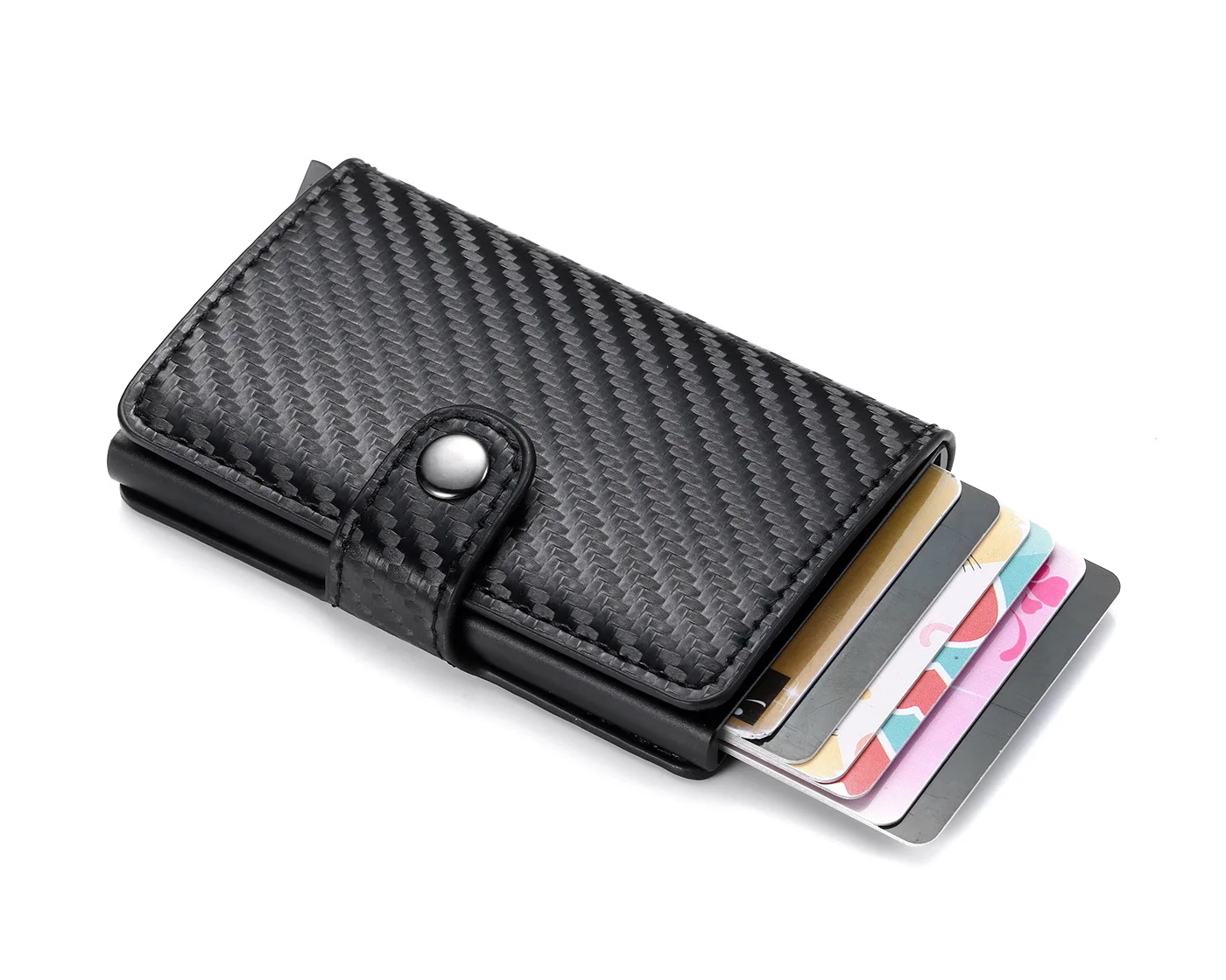 

RFID Credit Card Holder Pu Leather Wallet Aluminum Airtag Wallet For Men Women Pop Up RFID Credit Card Holder Wallet