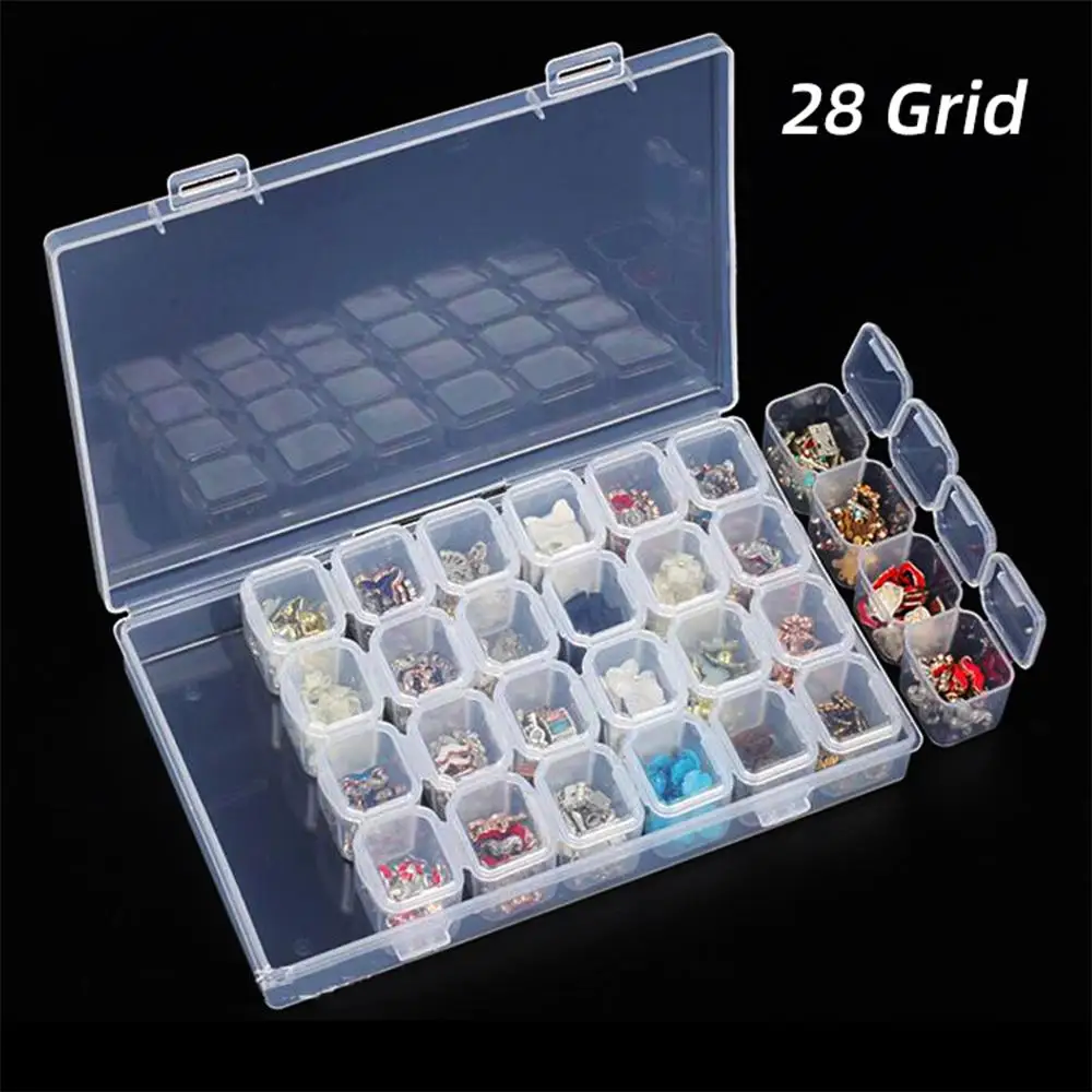 

28 Grids Plastic Jewelry Storage Box Storage Detachable Transparent Pill Box Of Diamond Painting Accessories For Diy Craft New