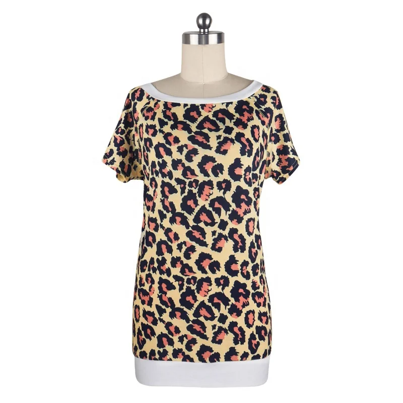 

Wholesale Women Summer T-shirt Leopard Plus Size Sexy Streetwear T-shirt