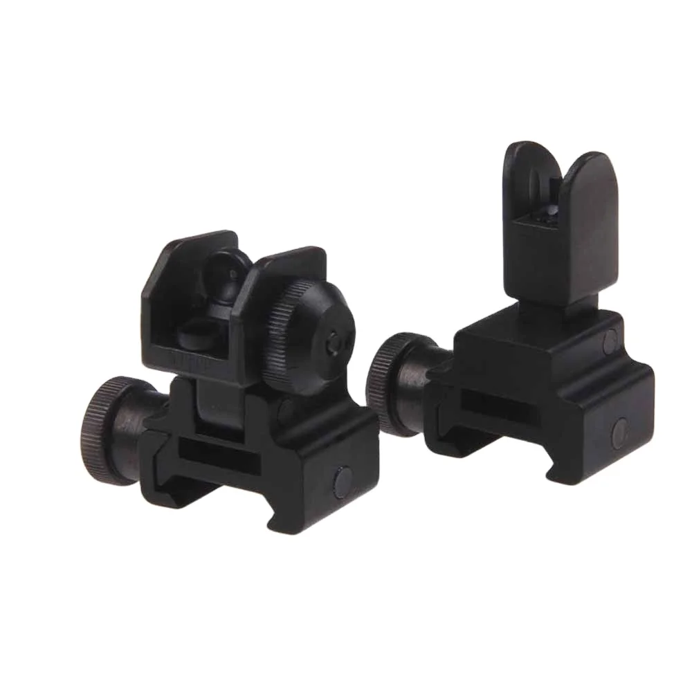 

Fyzlcion High quality Flip up Front Rear Iron Sight Set Dual Aperture Fit Picatinny Rail Black