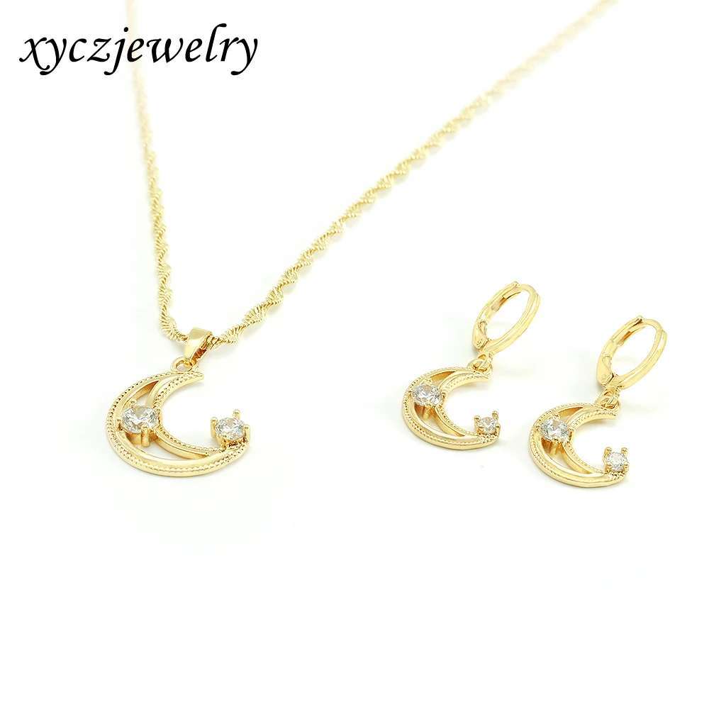 

Xingyu Jewelry New Moon Necklace Earring Set Romantic Gold Plated Jewelry Sets For Women, White