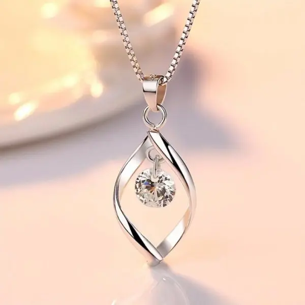 

Dainty Zircon Geometry Personality Silver Necklaces Unique Crystal Necklace Angel Wings Box Chain Jewelry